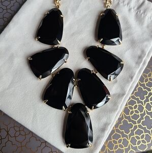 Kendra Scott Black Opaque Glass Harlow Statement Necklace in Gold